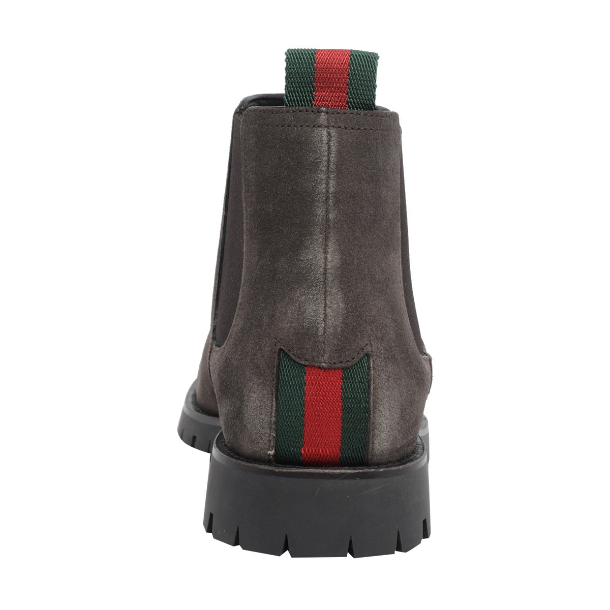 Gucci Men Suede Chelsea Booties With Web Detail