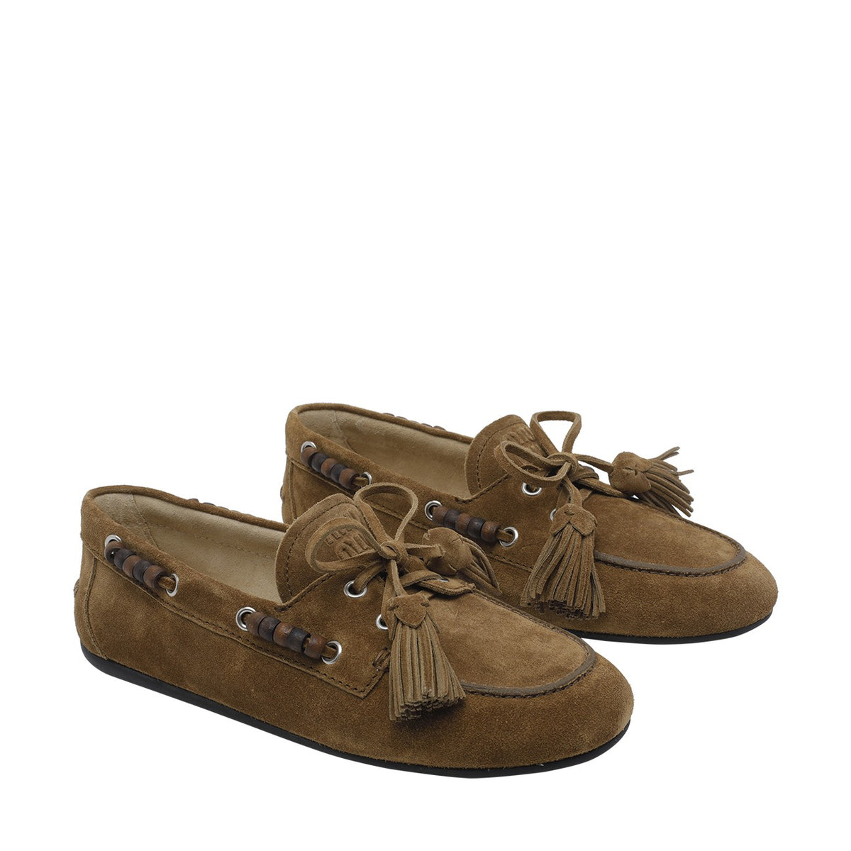 Miu Miu Miu Miu Women Suede Deck Loafers With Tassels And Miu Miu Logo