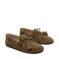 Miu Miu Miu Miu Women Suede Deck Loafers With Tassels And Miu Miu Logo