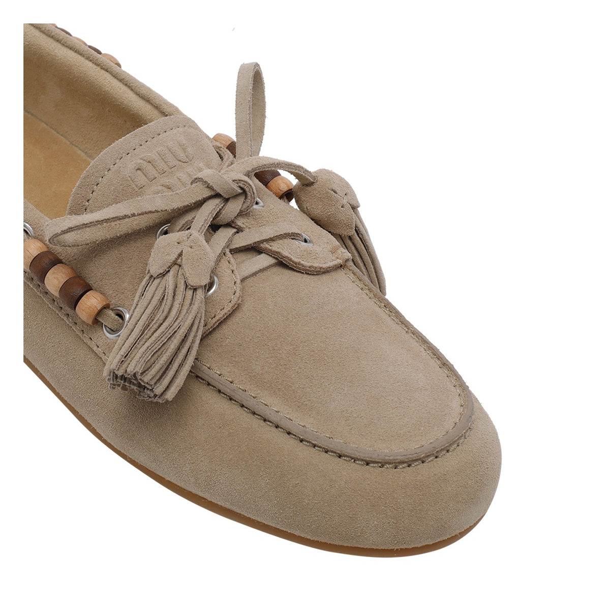 Miu Miu Miu Miu Women Suede Deck Loafers With Tassels And Miu Miu Logo