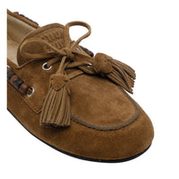 Miu Miu Miu Miu Women Suede Deck Loafers With Tassels And Miu Miu Logo