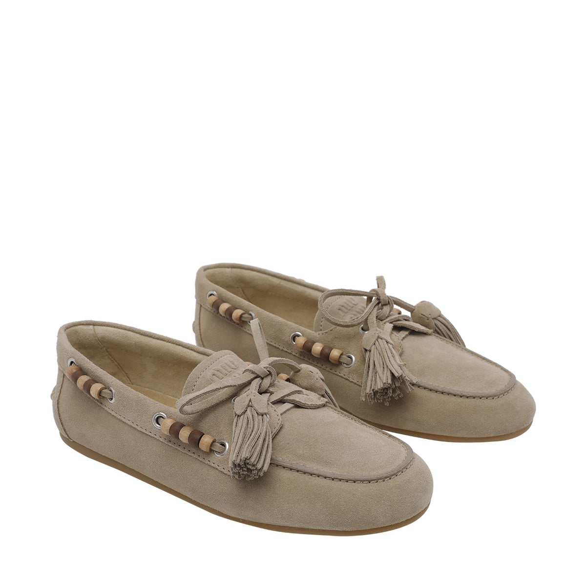 Miu Miu Miu Miu Women Suede Deck Loafers With Tassels And Miu Miu Logo
