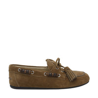 Miu Miu Miu Miu Women Suede Deck Loafers With Tassels And Miu Miu Logo