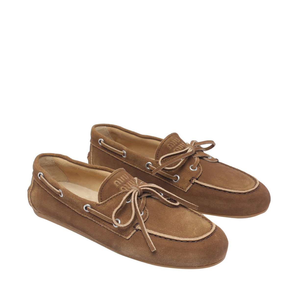 Miu Miu Miu Miu Women Suede Faded Deck Loafers