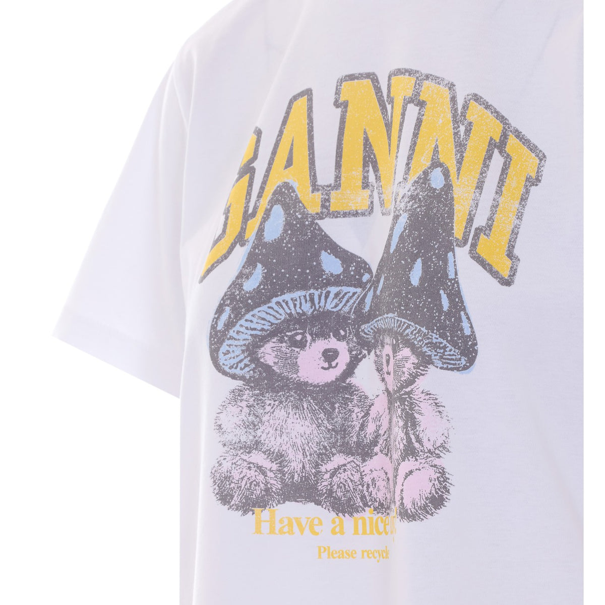 Ganni Ganni Women T-Shirt With Logo And Teddy Mushroom Print