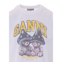 Ganni Ganni Women T-Shirt With Logo And Teddy Mushroom Print