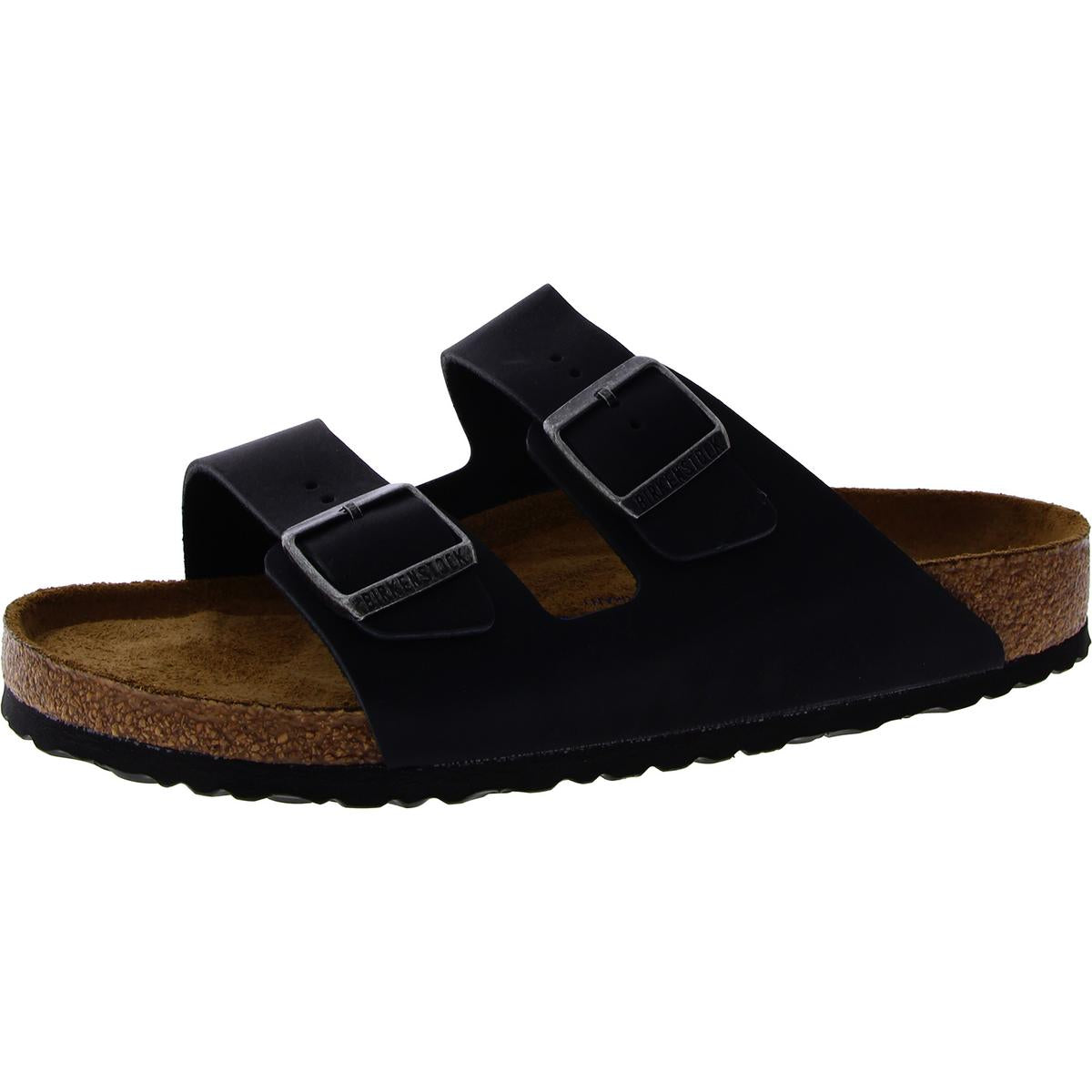 Womens Leather Slip On Slide Sandals