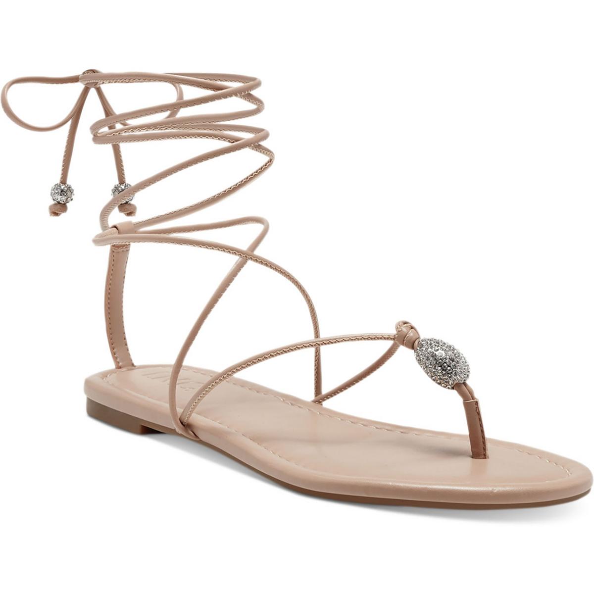 Amille Womens Faux Leather Ankle Tie Strappy Sandals