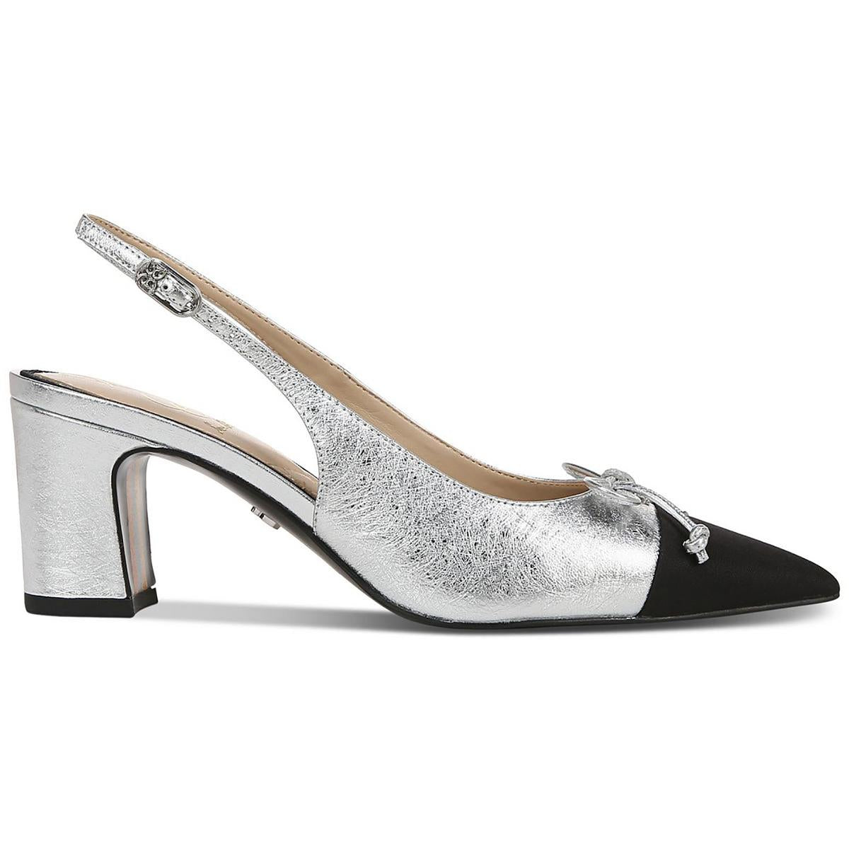 Willette Womens Leather Block Heel Slingback Heels
