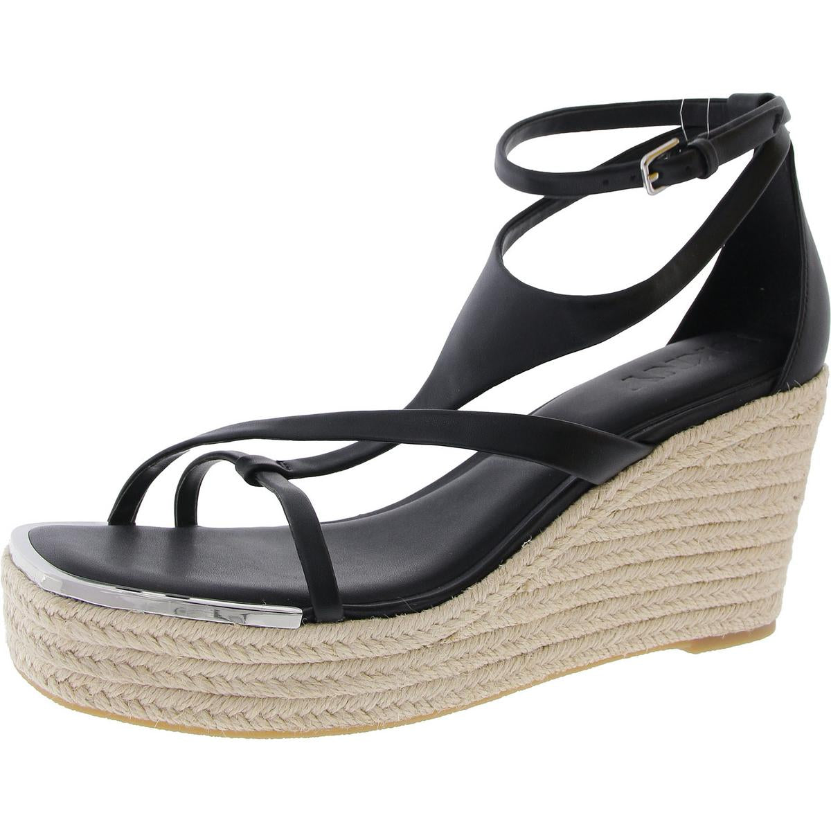 Maryn Womens Adjustable Faux Leather Wedge Sandals