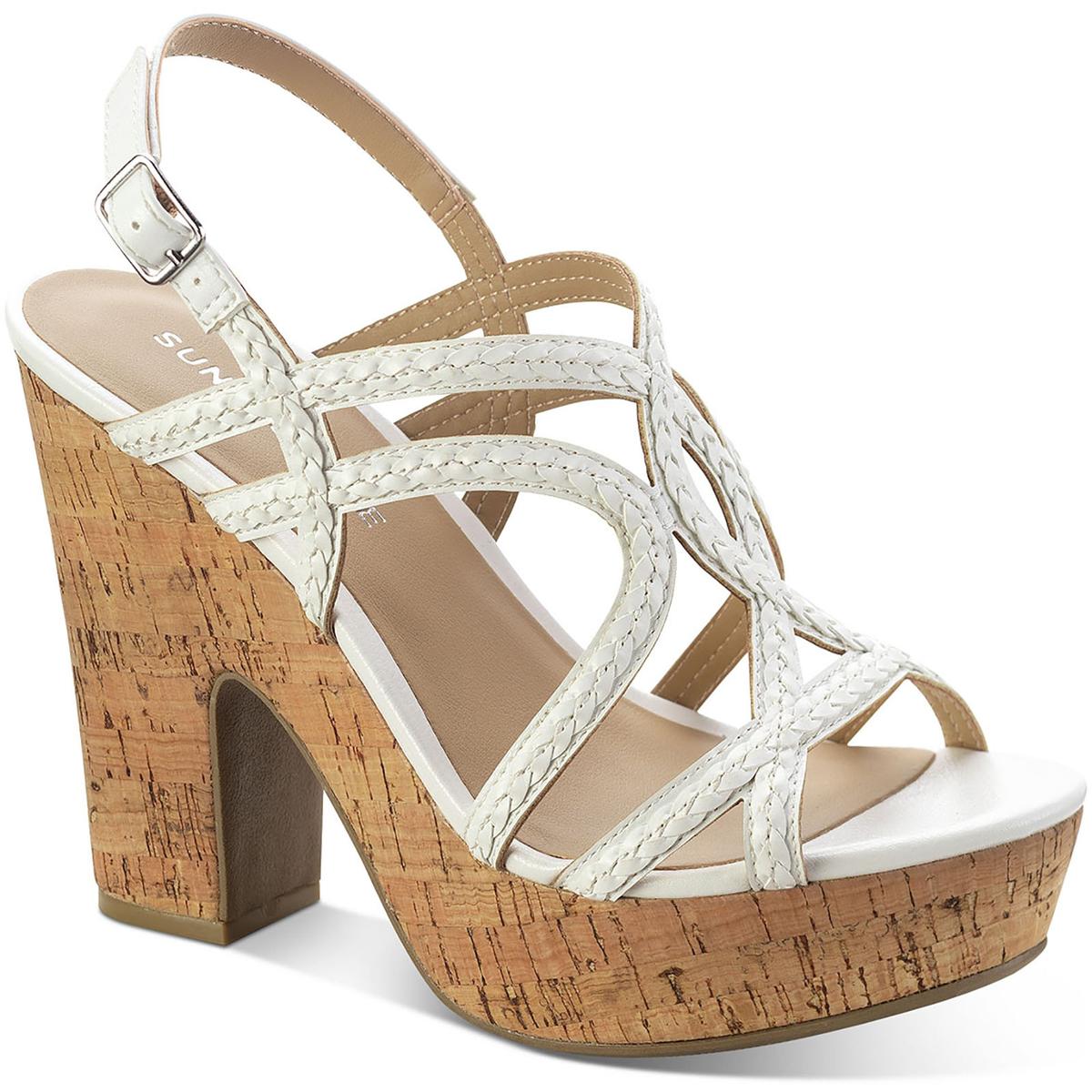 Nadiya Womens Woven Dress Sandals 7 Medium White Smooth