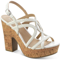 Nadiya Womens Woven Dress Sandals 7 Medium White Smooth