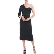 Womens One Shoulder Midi Cocktail and Party Dress