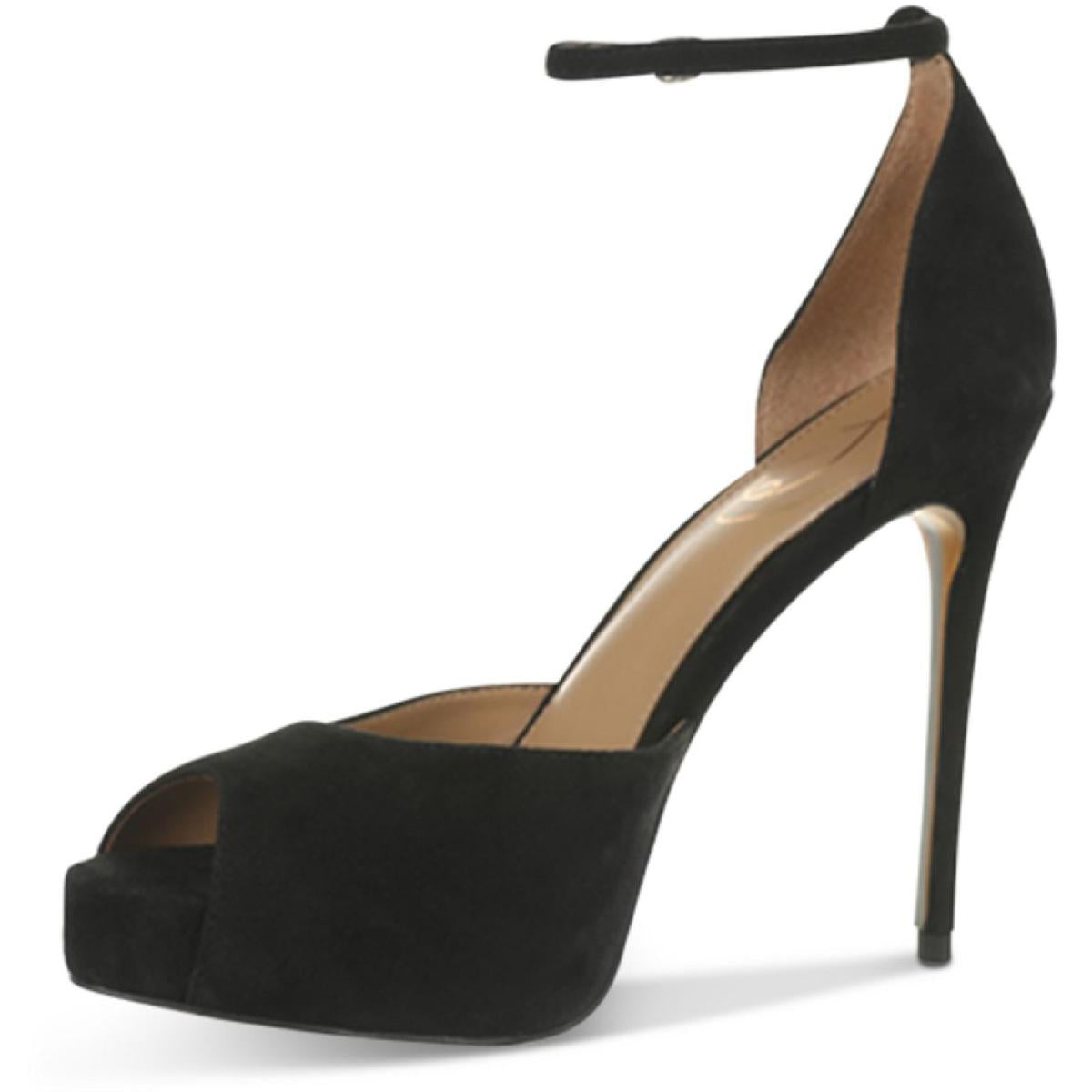 Florencia Womens Solid Ankle Strap Heels