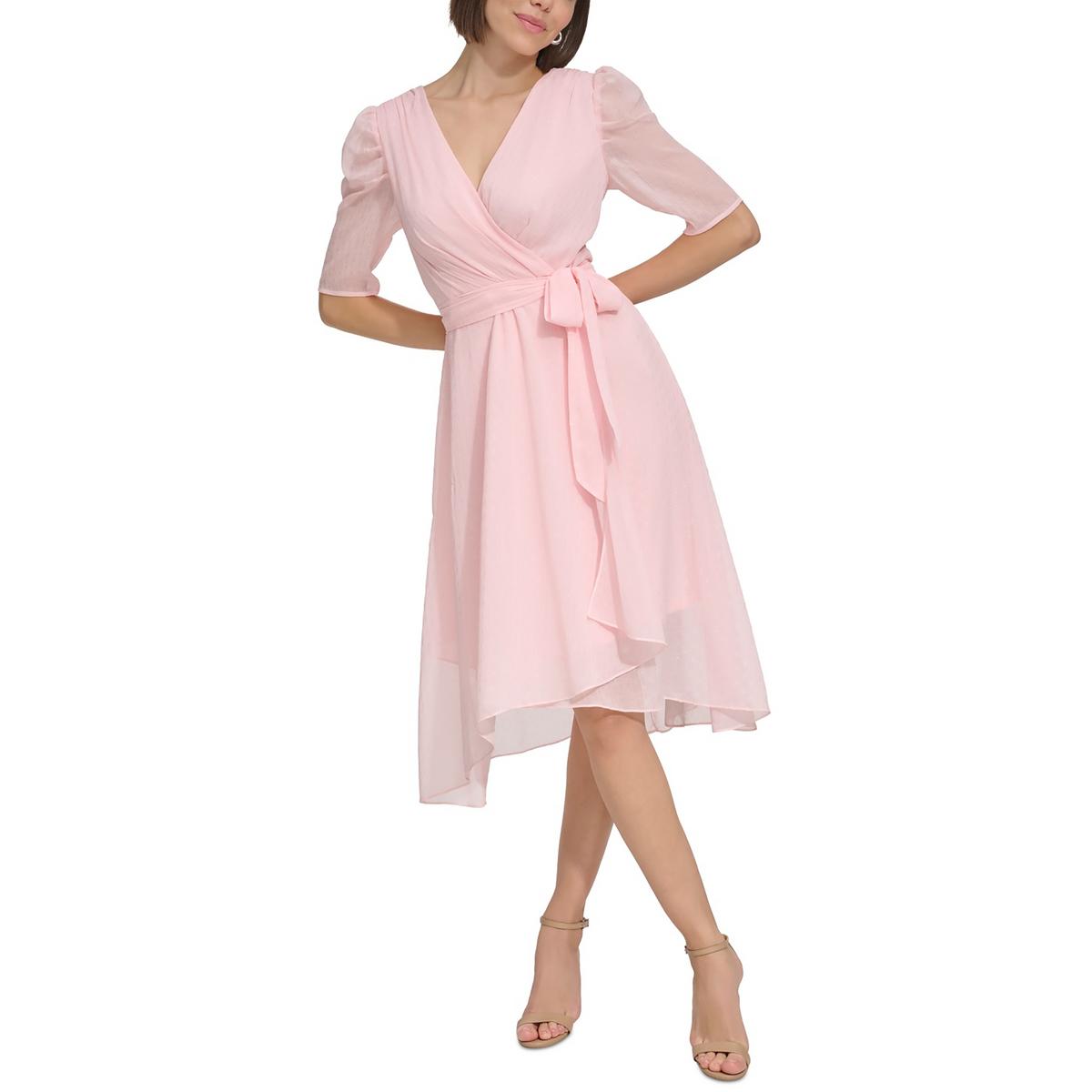 Womens Surplice Chiffon Midi Dress