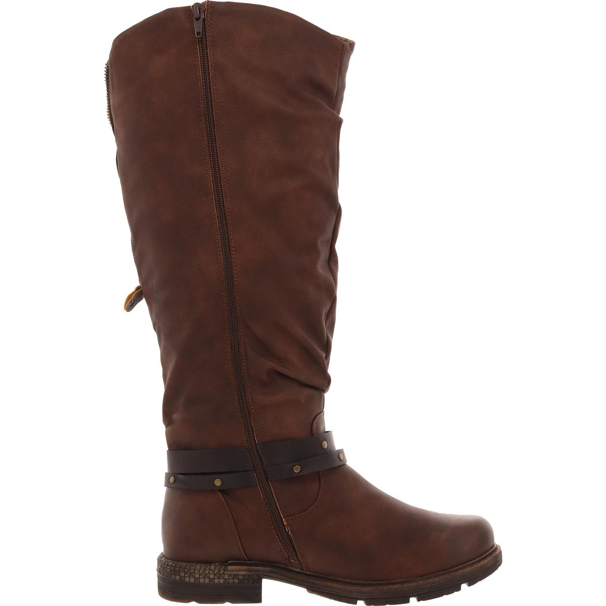 Womens Faux Fur Lined Faux Leather Knee-High Boots