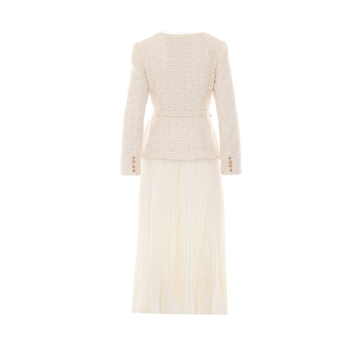 Self Portrait Self Portrait Women Tailored Boucle' And Chiffon Midi Dress