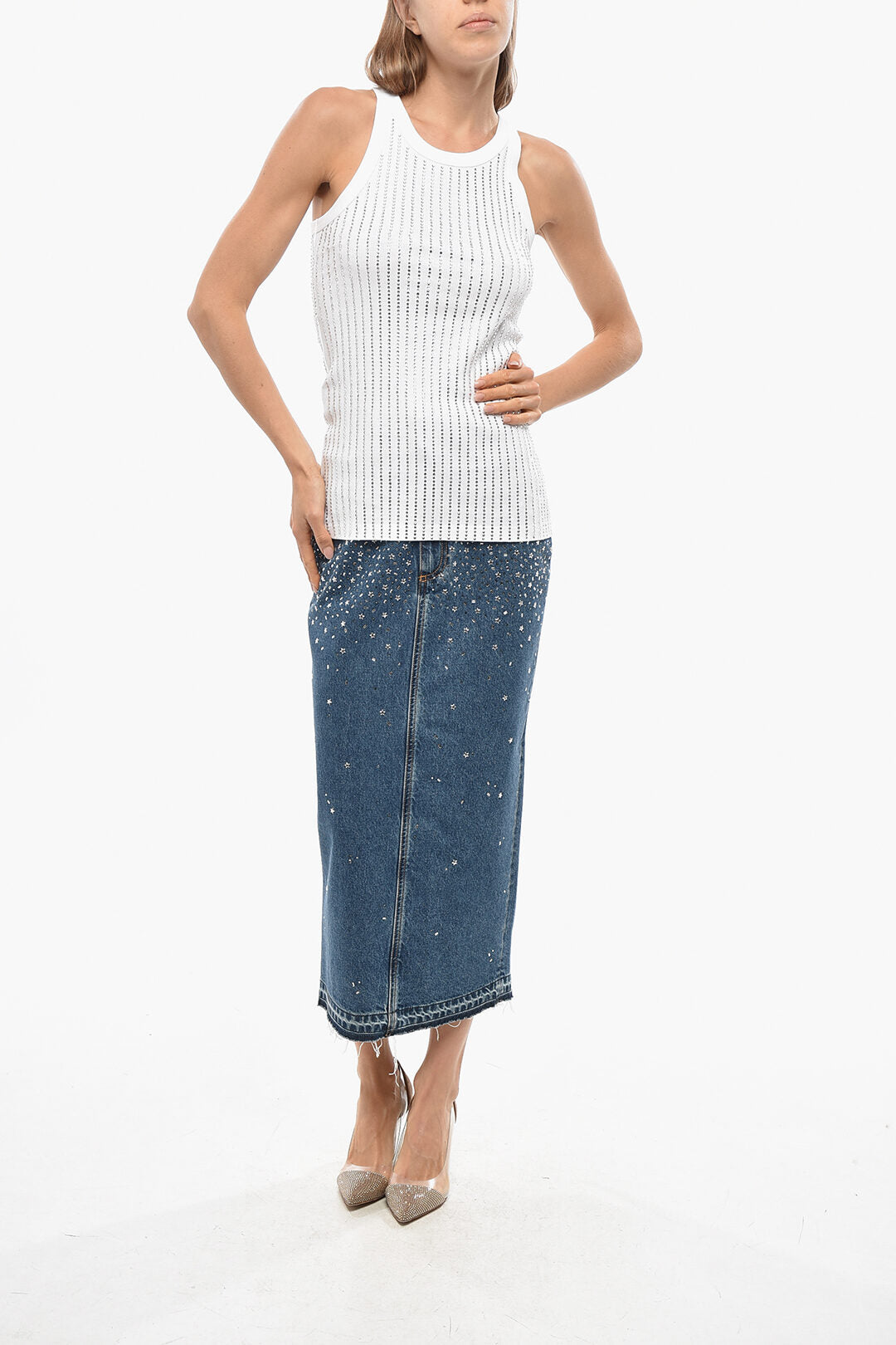The Attico Tank Top with All-Over Jewelry