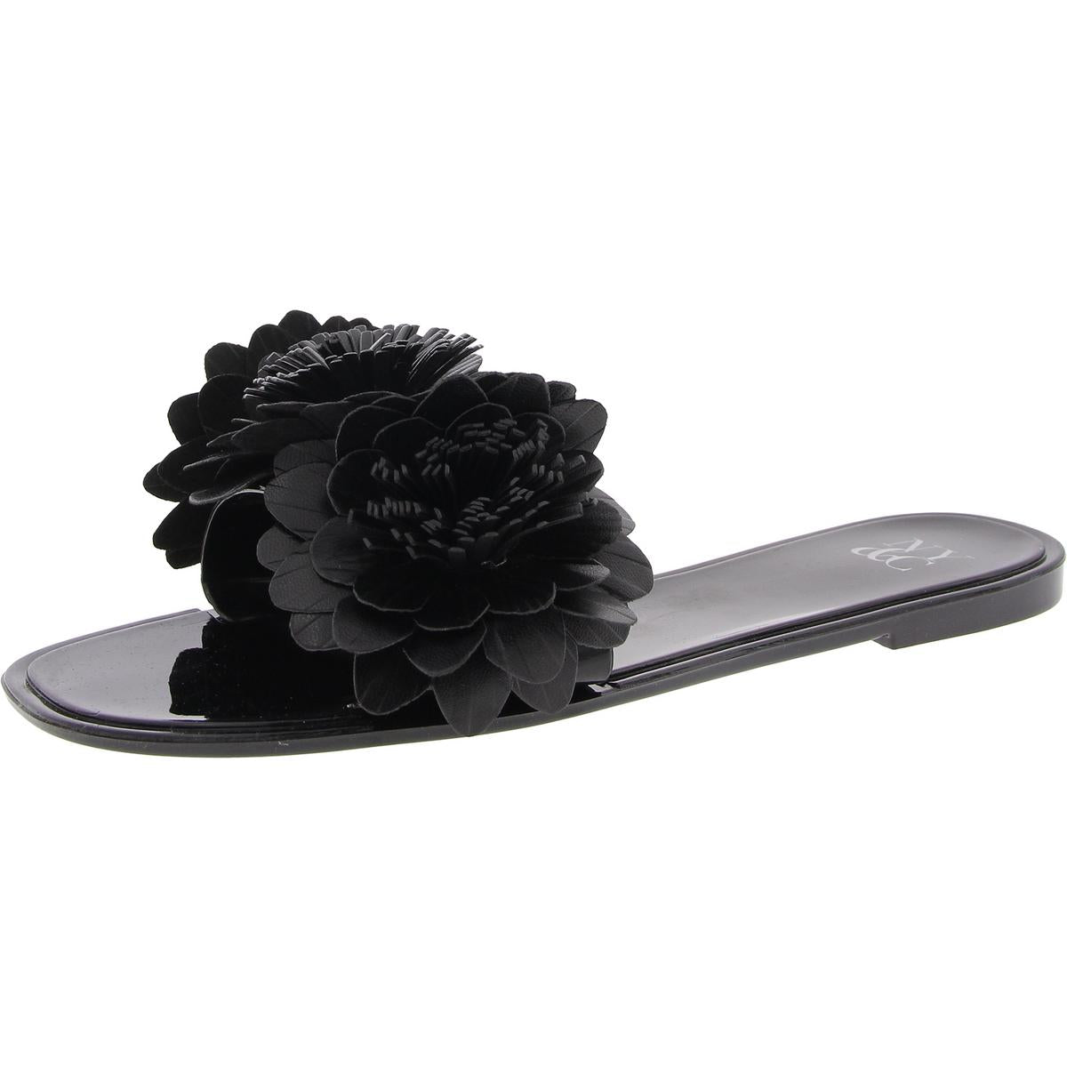 Womens Rosette Manmade Jelly Sandals 8 Medium Black
