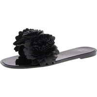 Womens Rosette Manmade Jelly Sandals 8 Medium Black