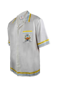 Casablanca Men Flower Court Icon Satin Shirt