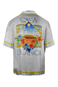 Casablanca Men Flower Court Icon Satin Shirt