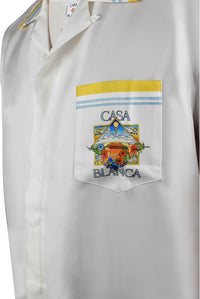 Casablanca Men Flower Court Icon Satin Shirt