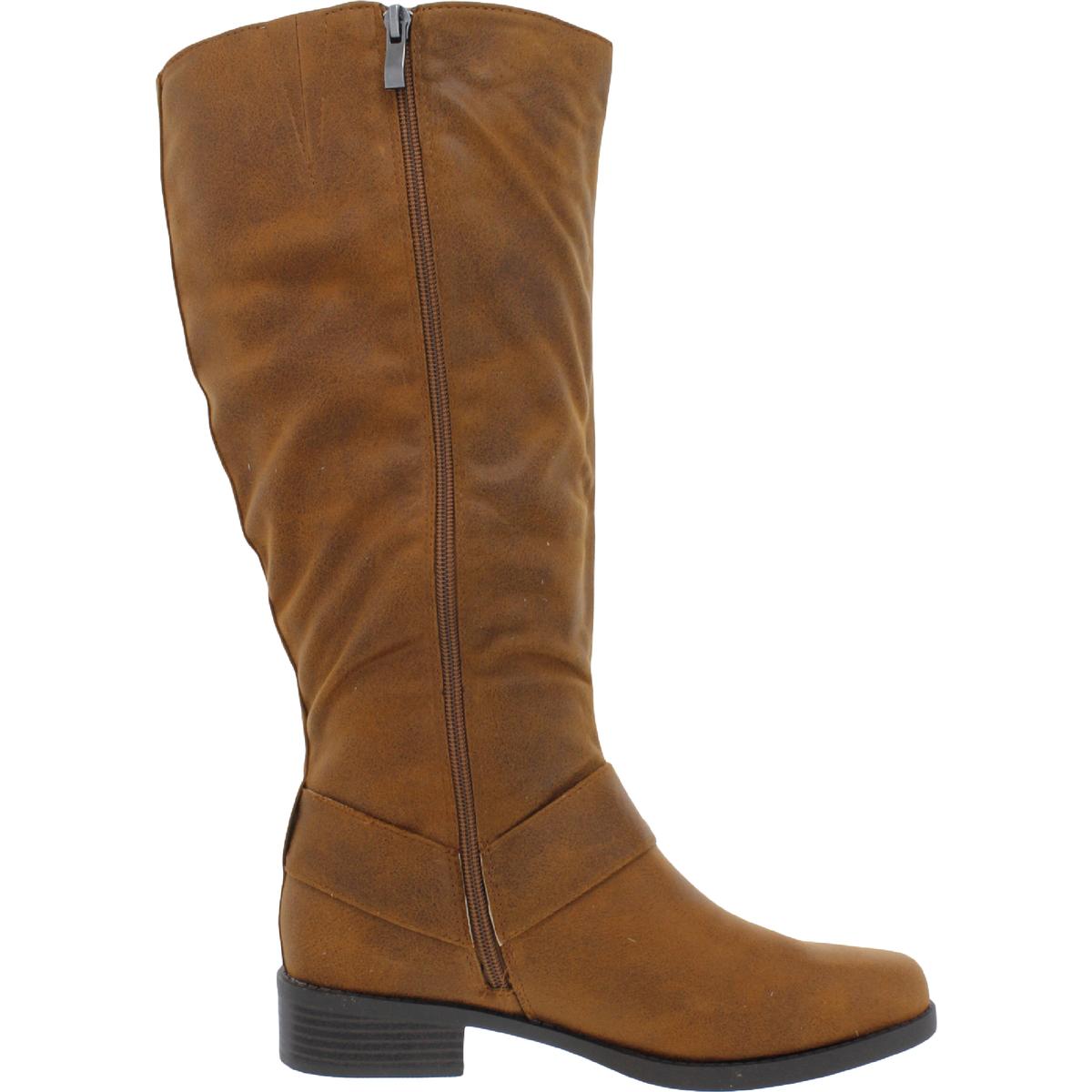 Womens Faux Suede Wide Calf Mid-Calf Boots