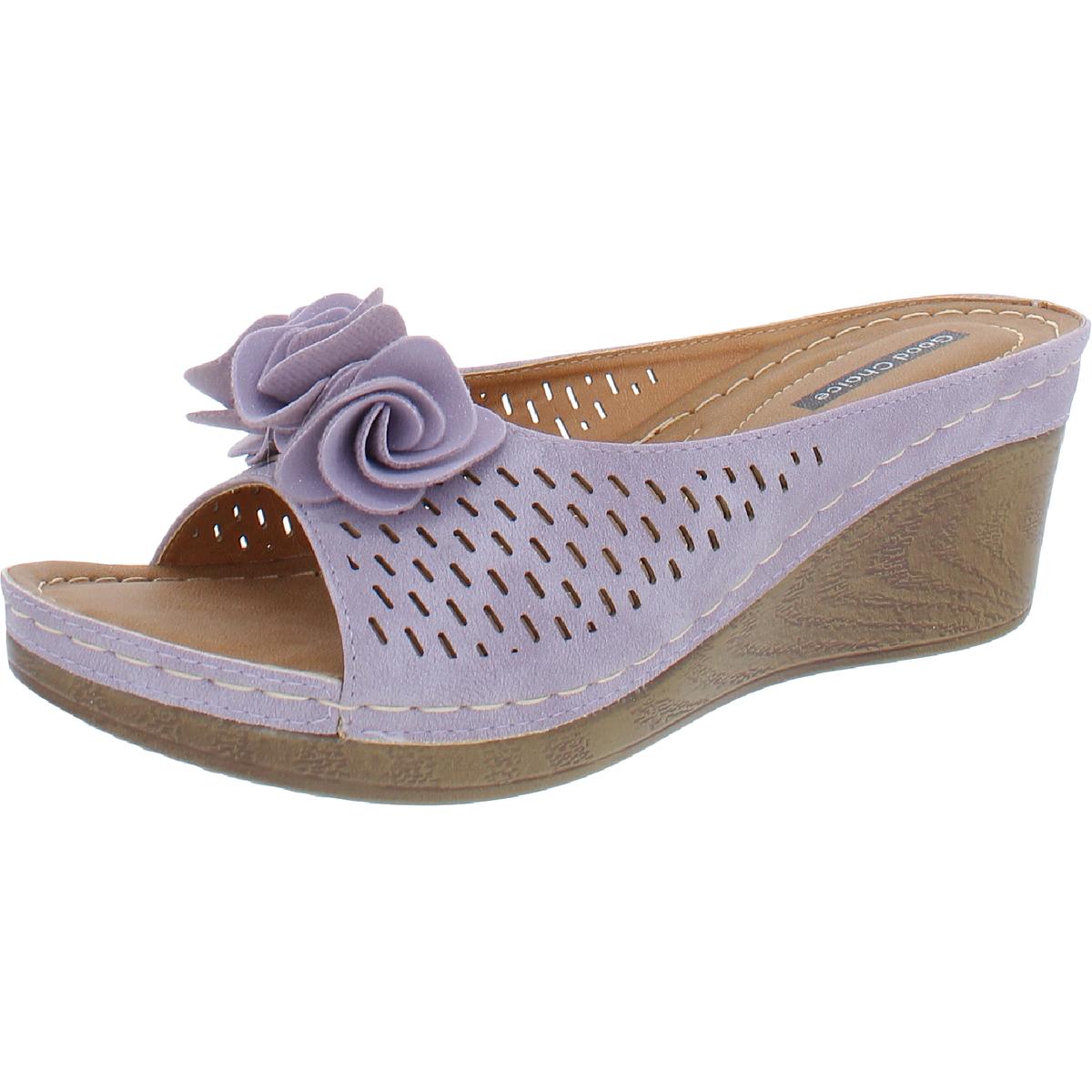 Juliet Womens Cushioned Footbed Faux Leather Wedge Sandals