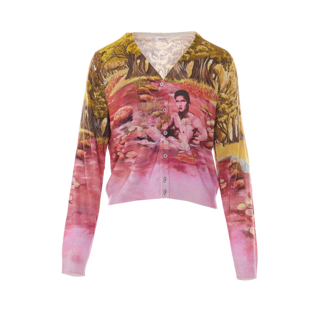 Versace Women The Naturist Print Silk Cardigan