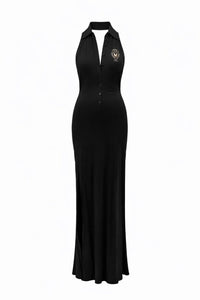 Gianfranco Ferre Black Sleeveless Crest Jersey Fitted Dress - XS