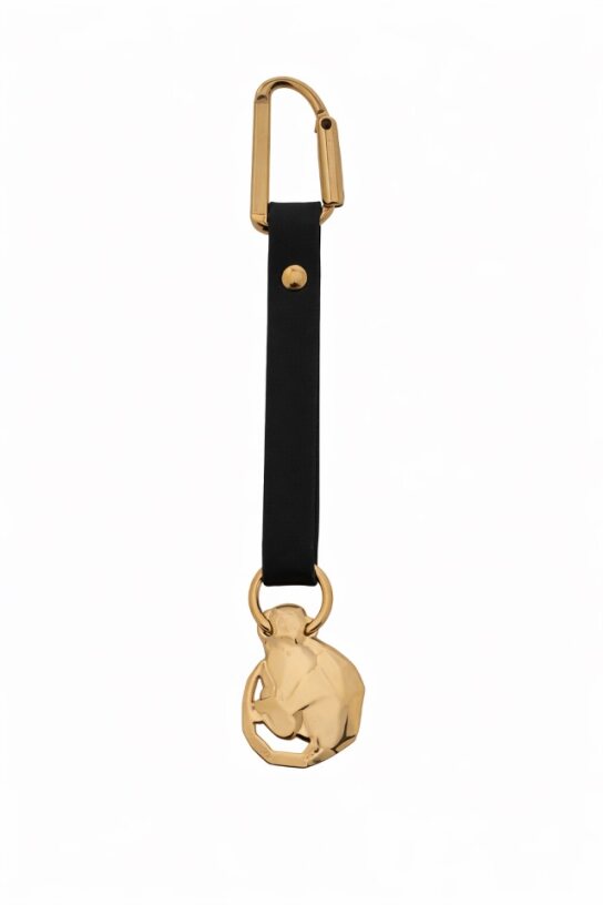 Armani Exchange Black Leather Monkey Charm Keyring