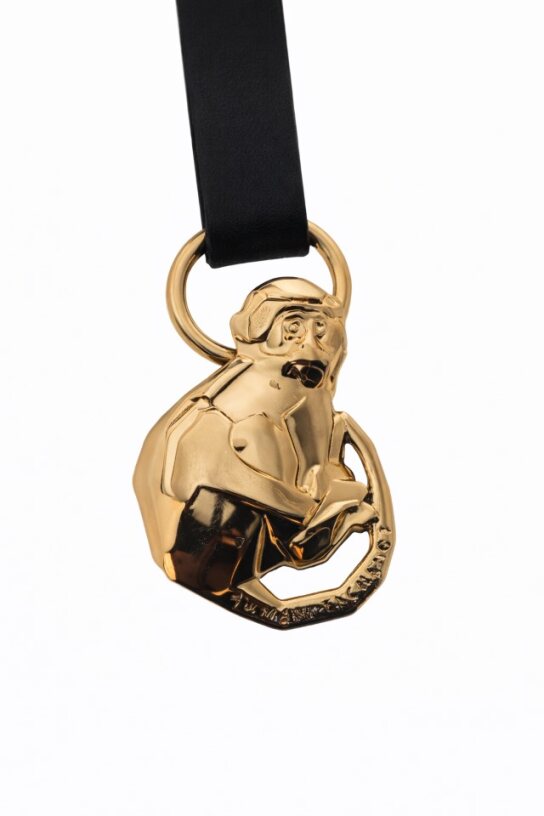 Armani Exchange Black Leather Monkey Charm Keyring