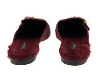 Dolce & Gabbana Red Suede Fuzzy Embellished Mules-37