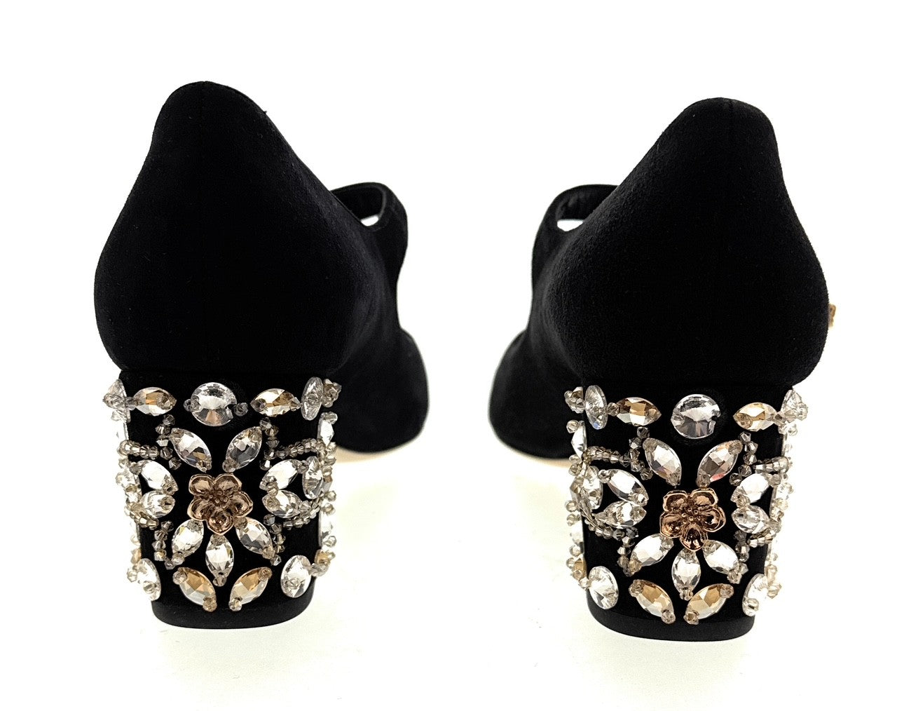 Dolce & Gabbana Suede Gold Buckle Block Heels-EU36.5