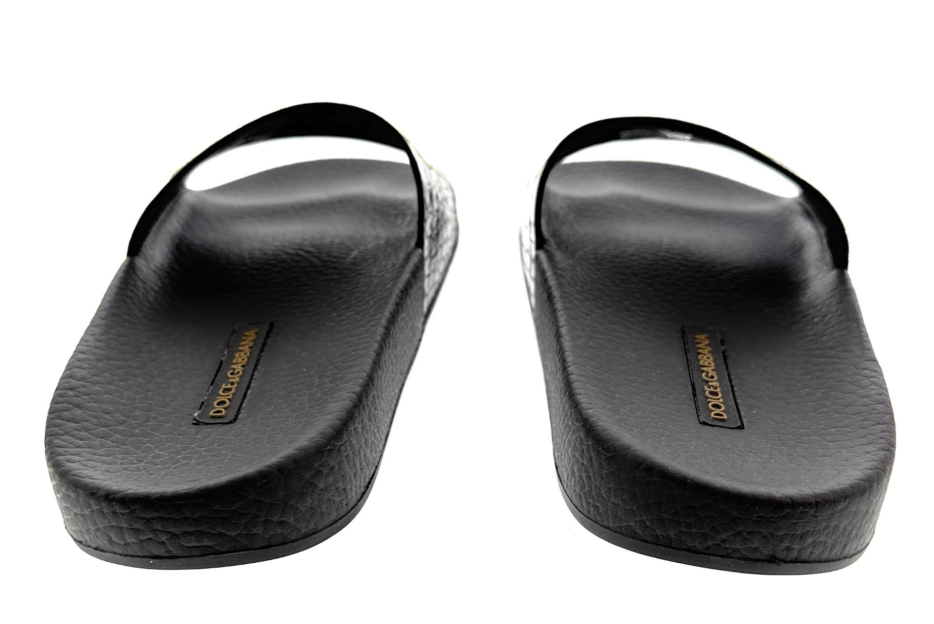 Dolce & Gabbana Black Croco Embossed Strap Pool Slide-35