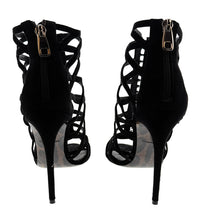 Dolce & Gabbana Black Calfskin Stiletto Sandal Bootie – Open-Toe Strappy Heels-35