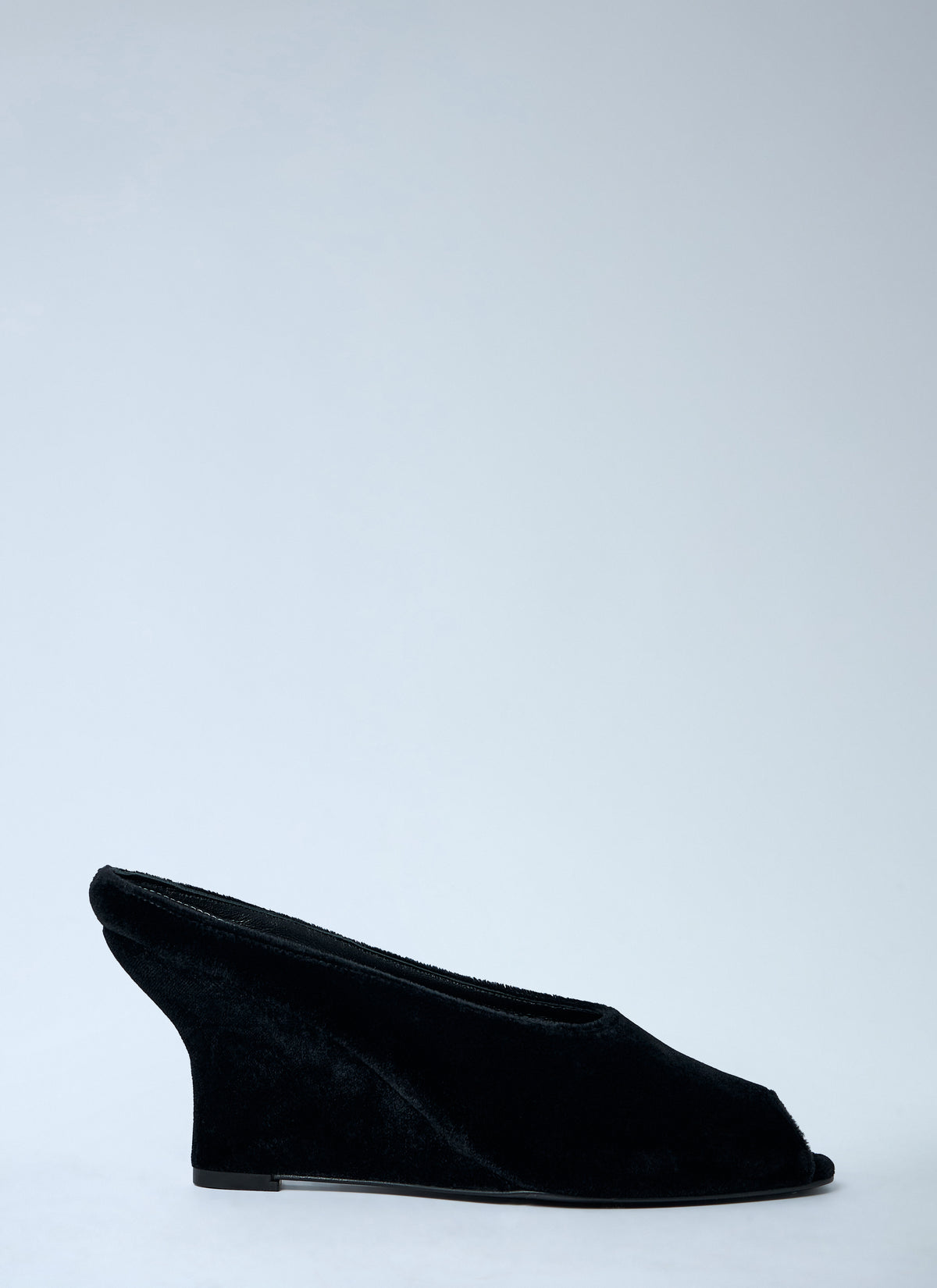 Toteme Women Velvet Peep-Toe Wedge Mules