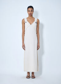 Toteme Women Bouclé Maxi Dress With Frayed Edges