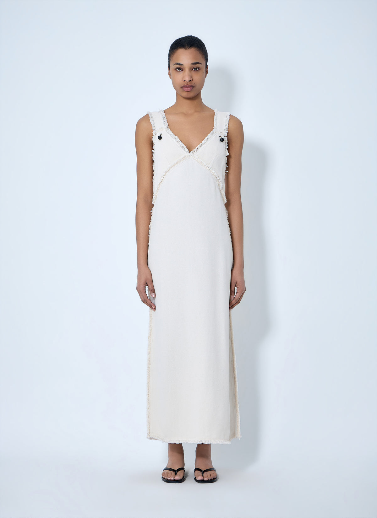 Toteme Women Bouclé Maxi Dress With Frayed Edges