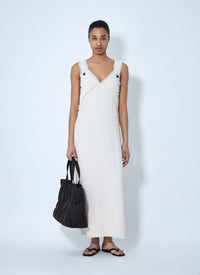 Toteme Women Bouclé Maxi Dress With Frayed Edges
