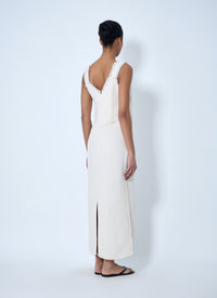 Toteme Women Bouclé Maxi Dress With Frayed Edges