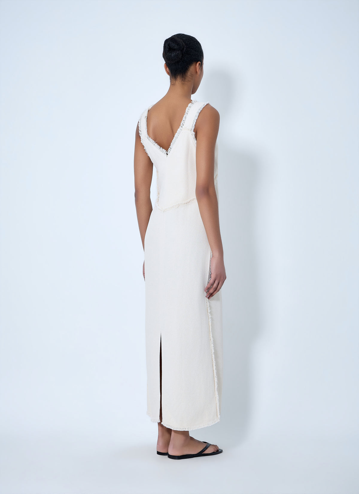 Toteme Women Bouclé Maxi Dress With Frayed Edges