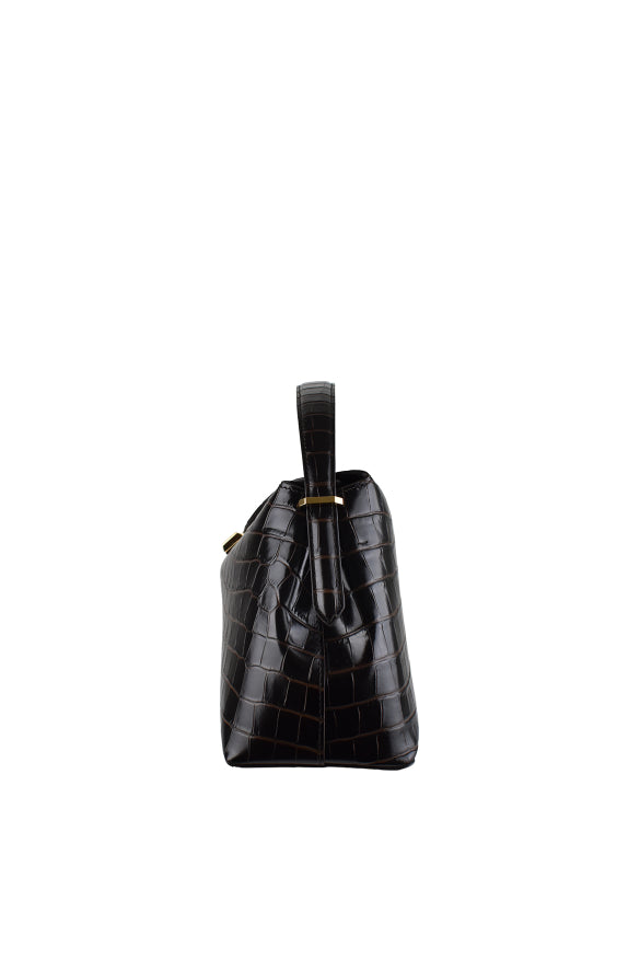 Toteme Women T-Lock Croco-Embossed Top Handle Bag