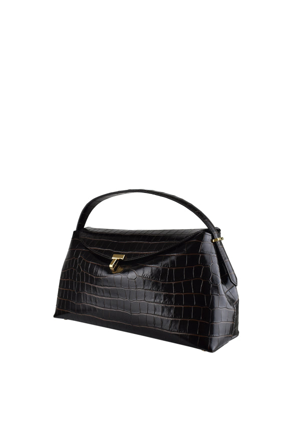 Toteme Women T-Lock Croco-Embossed Top Handle Bag