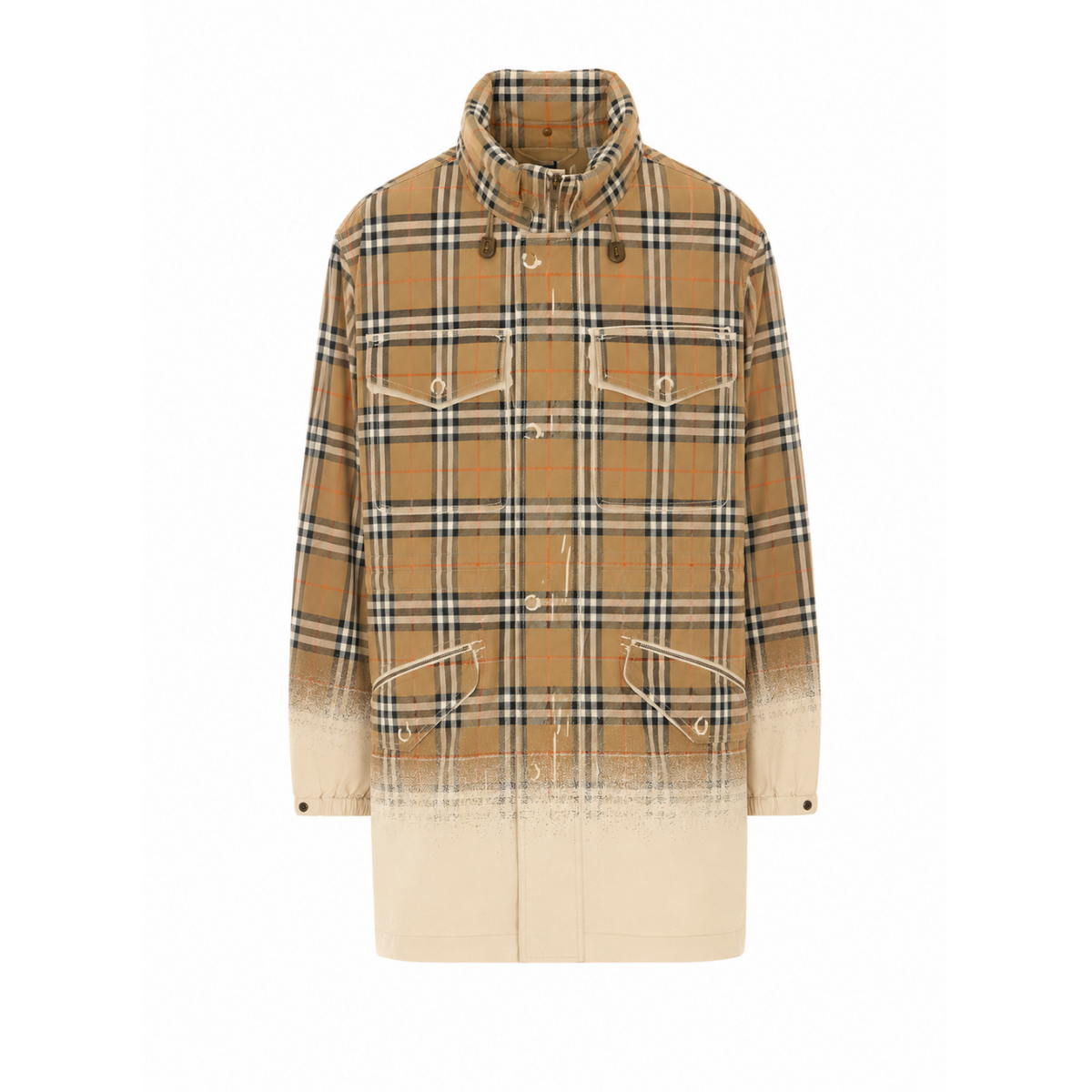 Burberry Men Tropical Gabardine Parka With Gradient Check