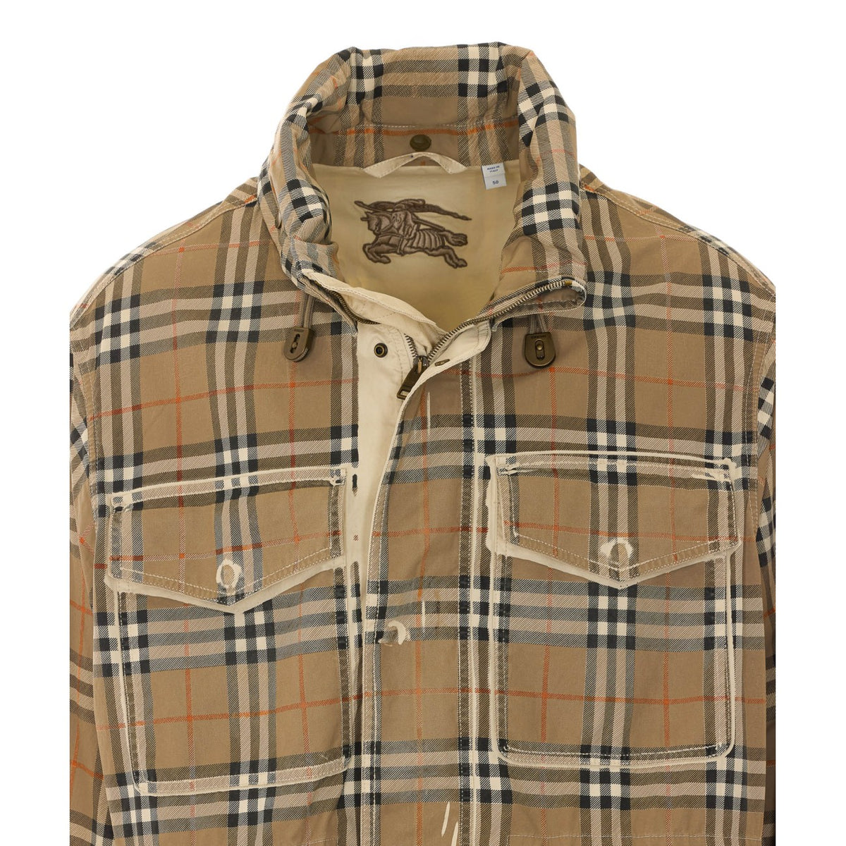 Burberry Men Tropical Gabardine Parka With Gradient Check