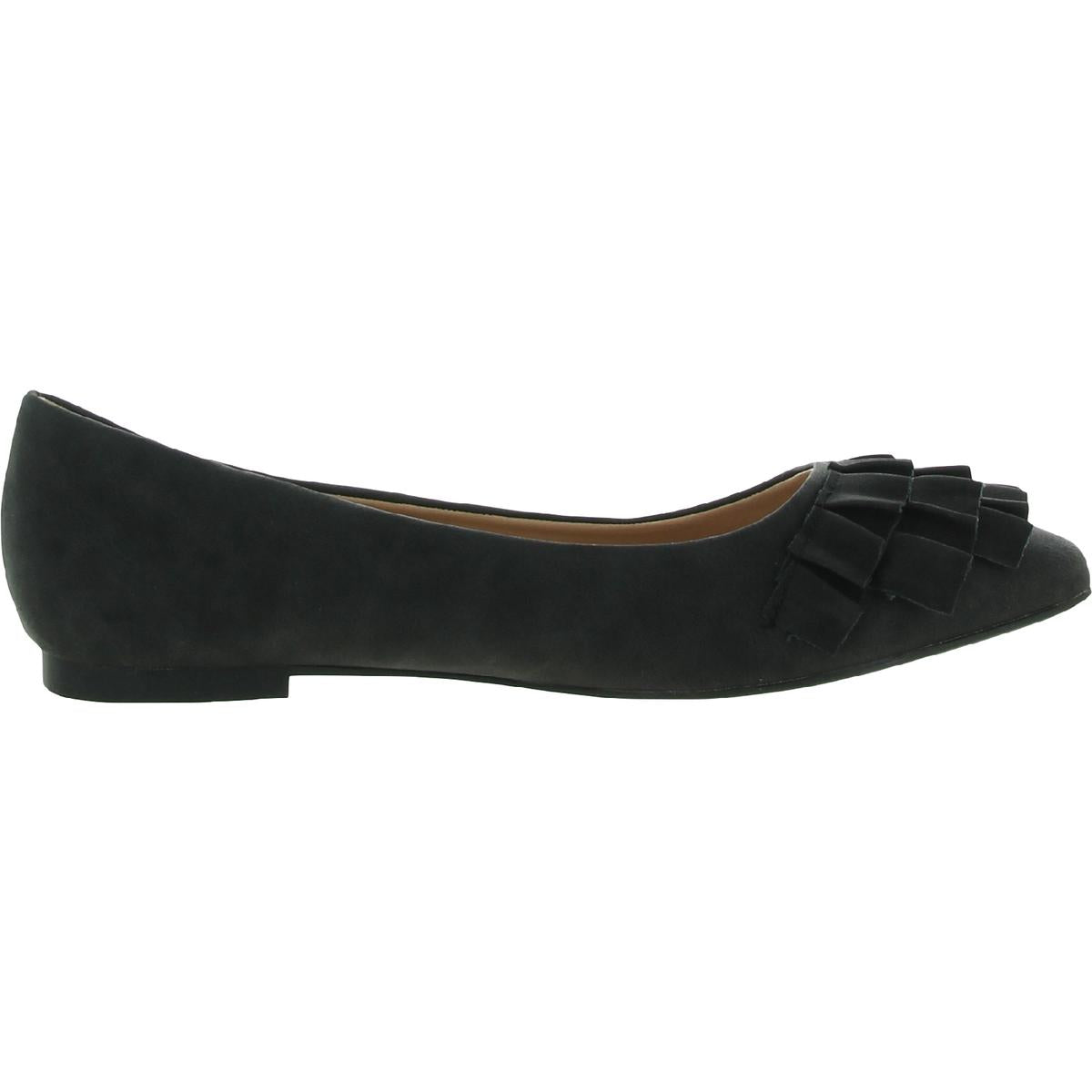Judy Womens Ruffled Faux Leather Ballet Flats