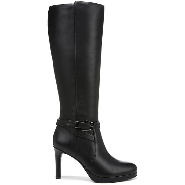Taelynn Womens Zipper Leather Knee-High Boots