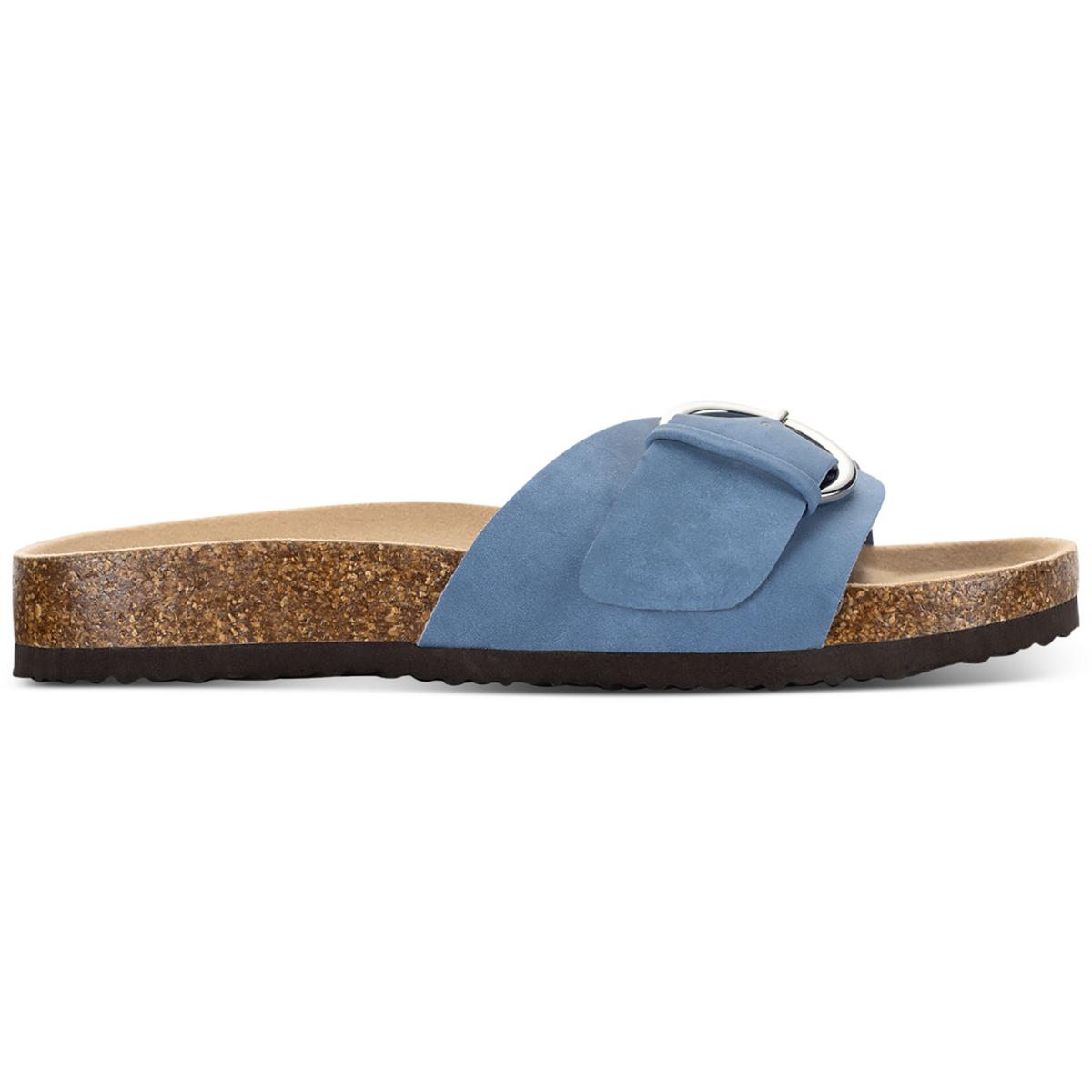 Elisaa Womens Faux Leather Footbed Slide Sandals